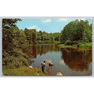 Postcard Posted Michigan 1975 Fishing Along A Quiet River Stamp MI